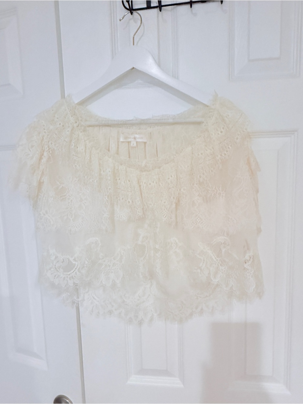 Love Shack Fancy Lace Layered Ivory Women's Top